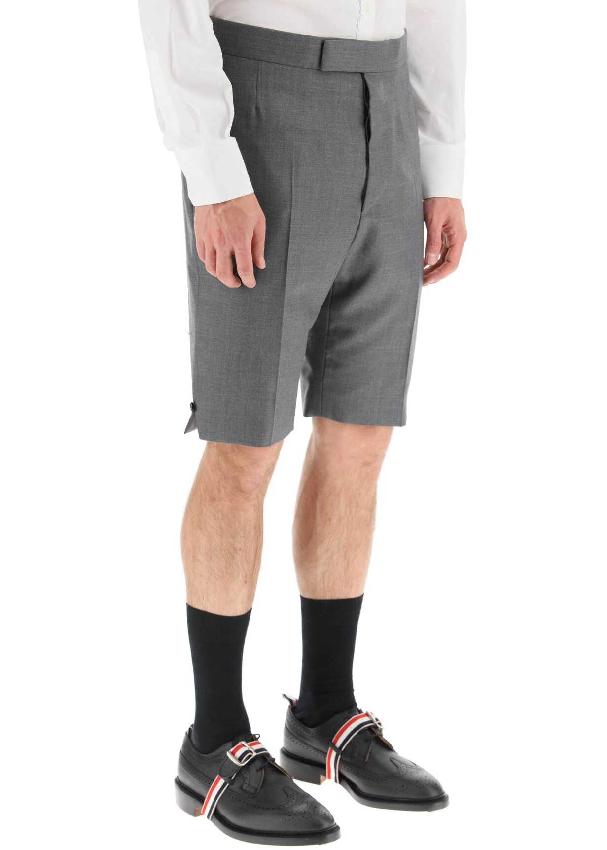 Thom Browne Super 120\'S Wool Shorts With Back Strap MED GREY