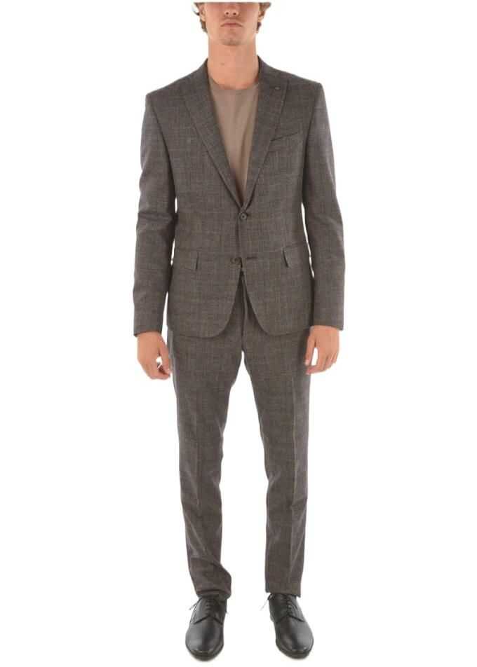 CORNELIANI Cc Collection Single Breasted Lined Reset Wool Blend Checker Gray