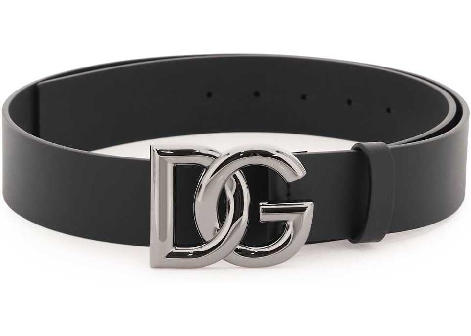 Dolce & Gabbana Lux Leather Belt With Dg Buckle NERO