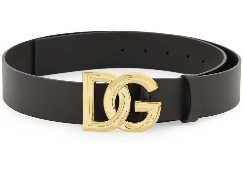 Dolce & Gabbana Lux Leather Belt With Dg Buckle MORO ORO