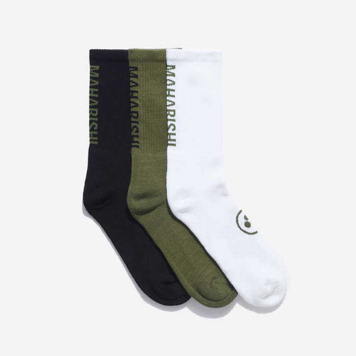 Maharishi Socks Miltype Peace Sports Socks 3-pack 9890 BLACK / OLIVE / WHITE WIELOKOLOROWY