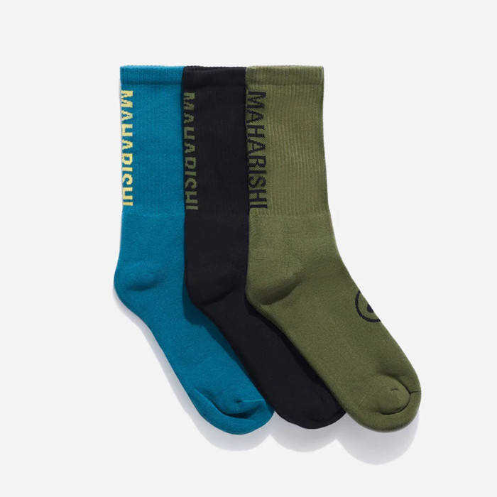 Maharishi Socks Miltype Peace Sports Socks 3-pack 9890 TEAL / OLIVE / BLACK WIELOKOLOROWY