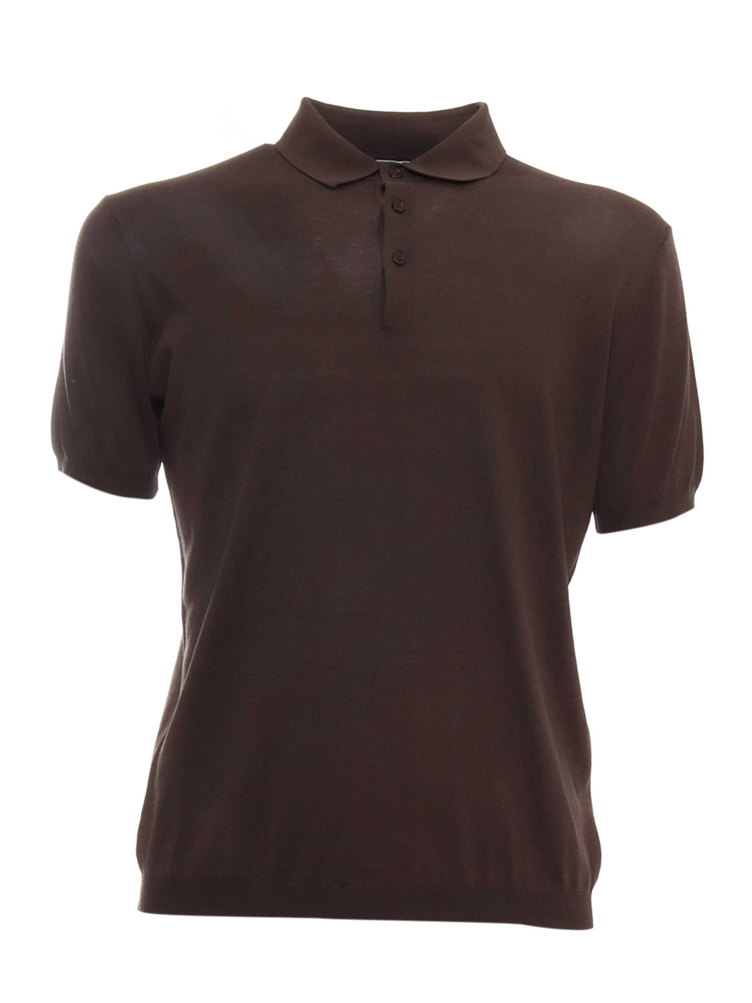 Kangra Coffee cotton silk polo shirt. Brown