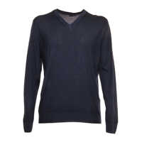 Pulovere casual Blue cashmere blue silk V-neck Barbati