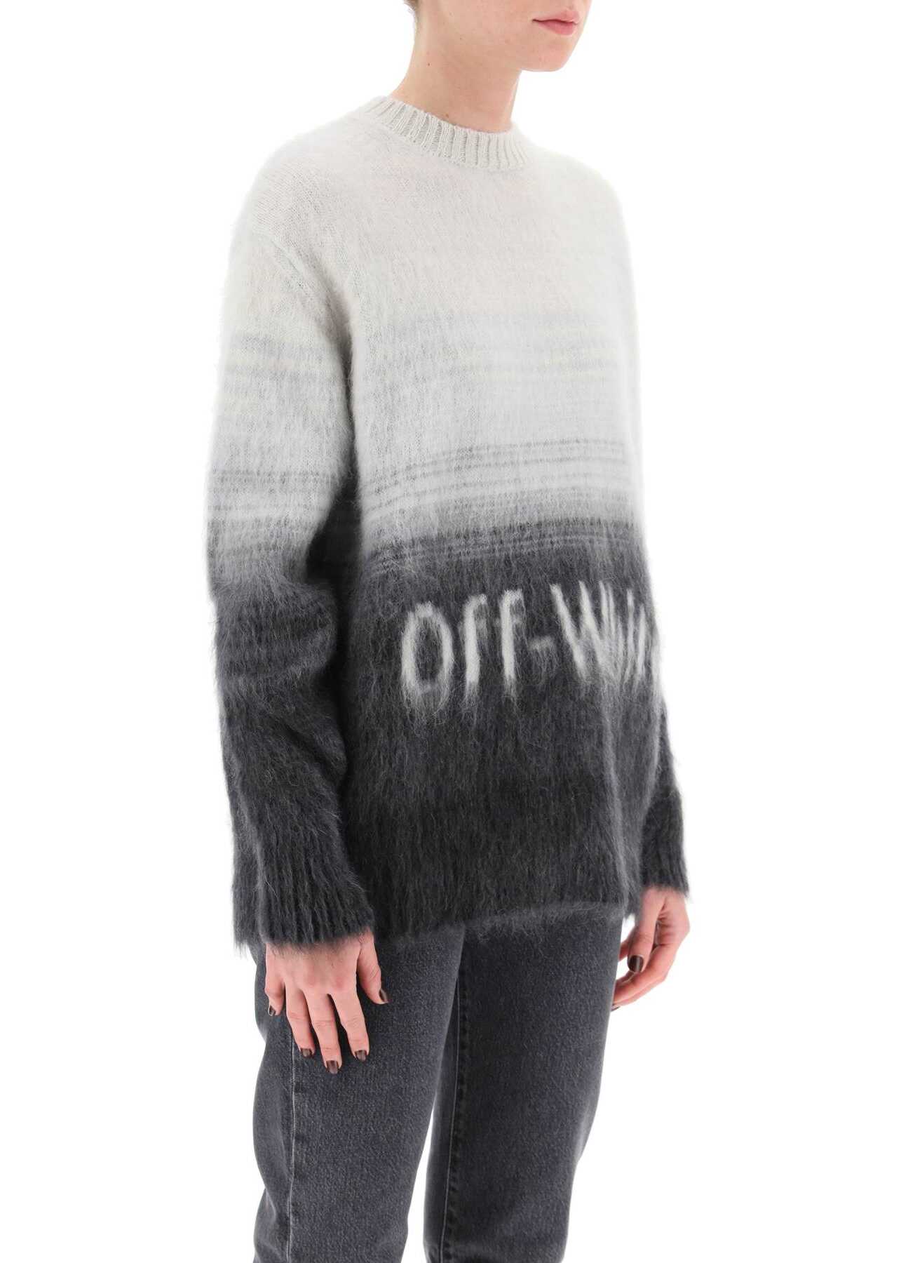 Off-White Helvetica Logo Mohair Sweater BLACK WHITE