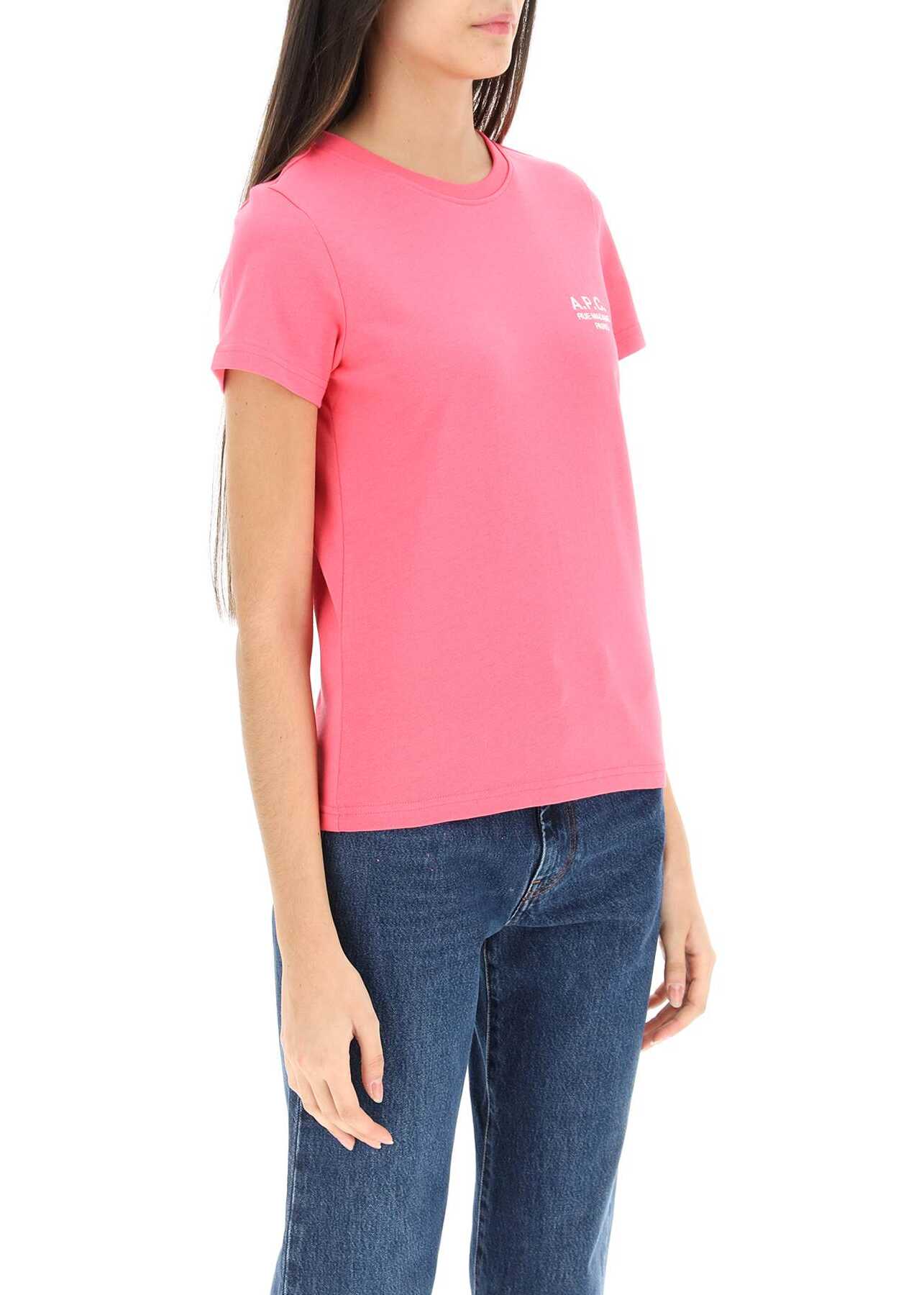 A.P.C. A.p.c. \'New Denise\' T-Shirt With Logo Embroidery ROSE VIF