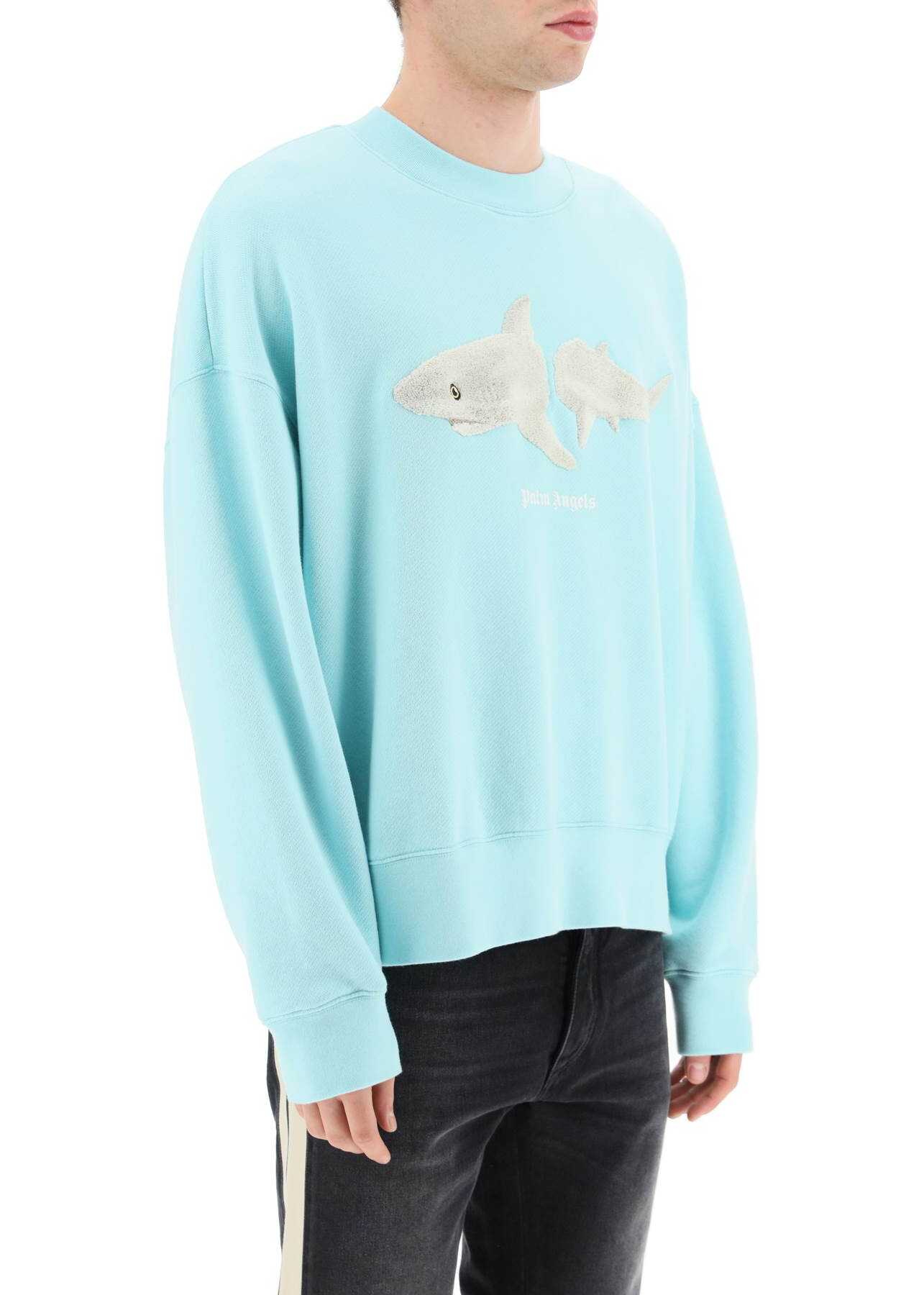 Palm Angels Shark Patch Sweater LIGHT BLUE WHITE