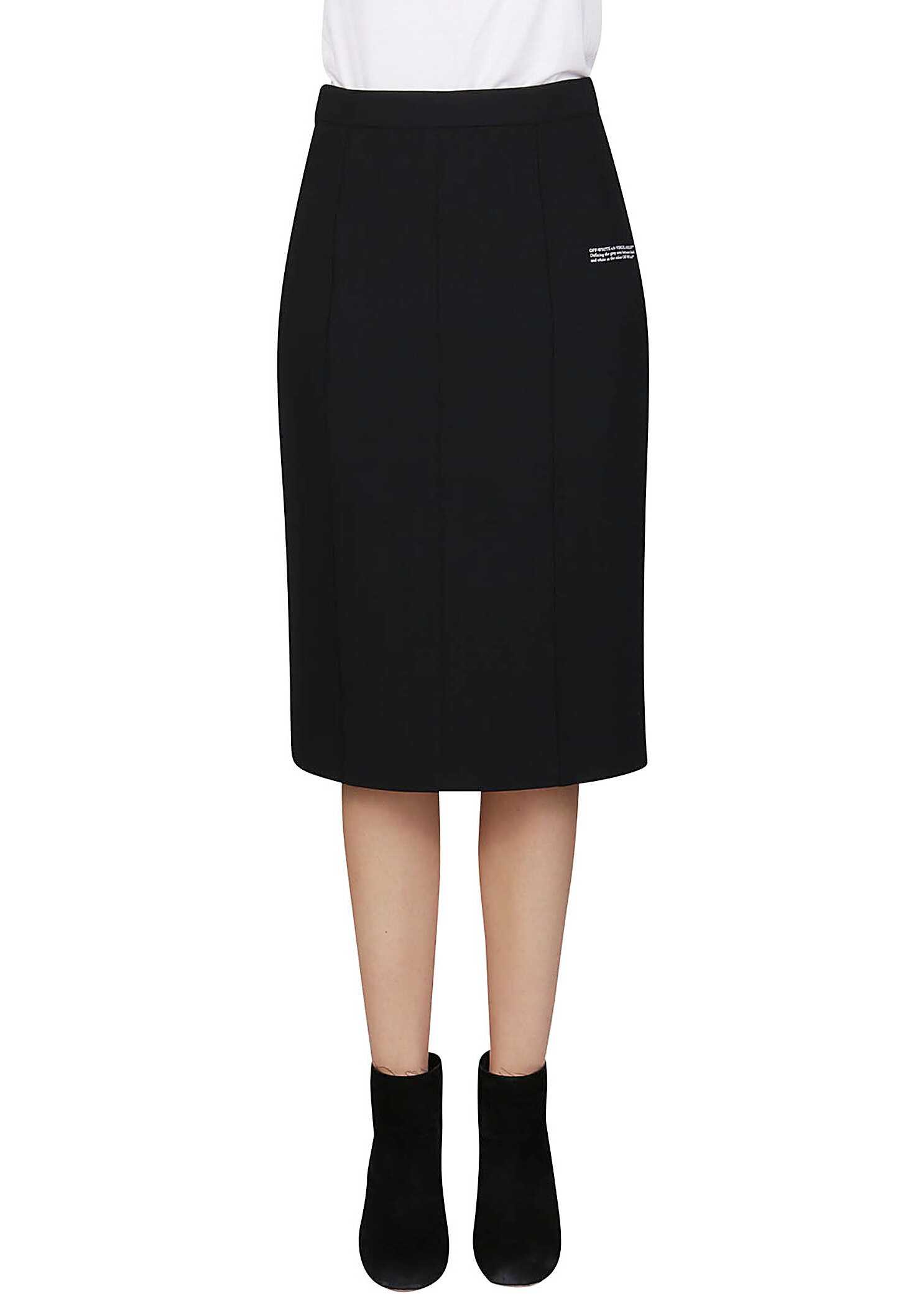 Off-White Tailored Pencil Midi Skirt With Lettering Logo Black