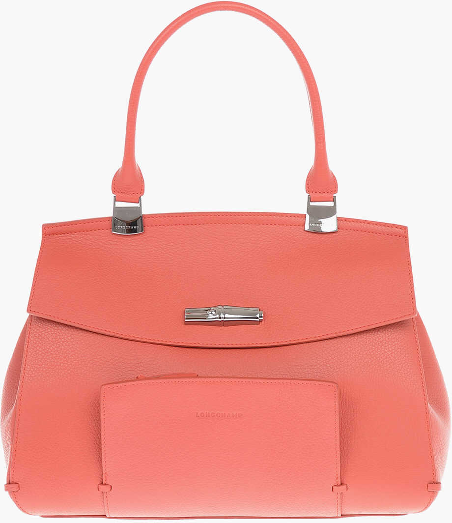 Longchamp Textured Leather Roseau Top Handle Bag Red