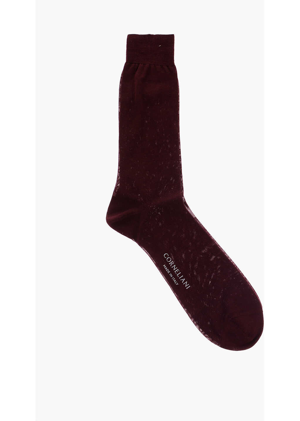 CORNELIANI Solid Color Cotton Long Socks Burgundy