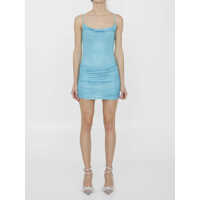 Rochii elegante Rhinestone Mesh Mini Dress Femei