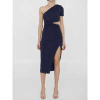 Rochii elegante Navy Rhinestone Midi Dress Femei