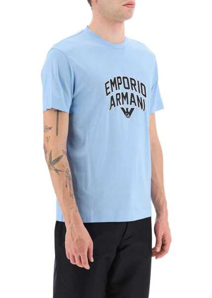 Tricouri Barbati Emporio Armani Lyocell And Cotton T-Shirt With Embroidered Logo