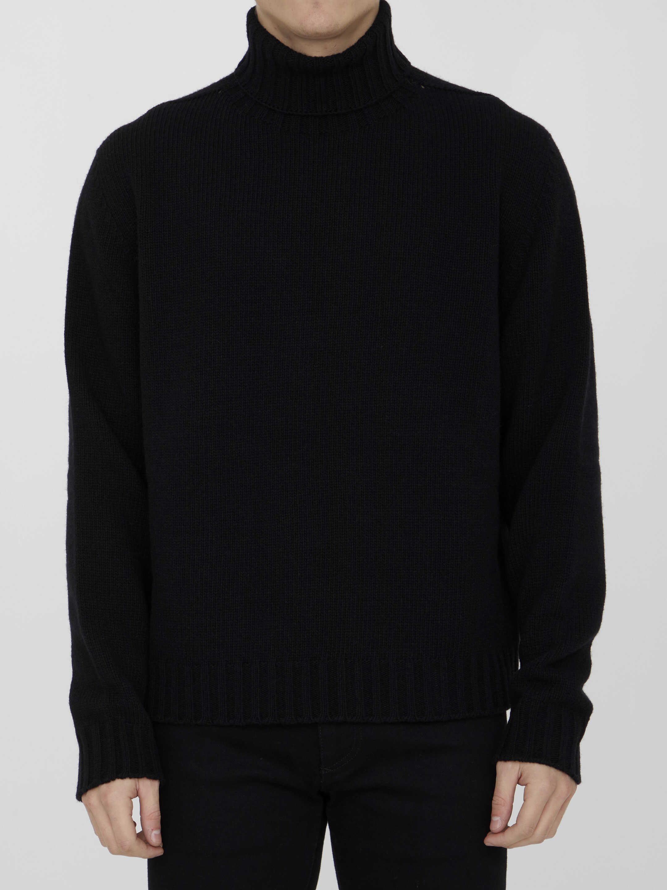 Palm Angels Black Wool Jumper Black/white