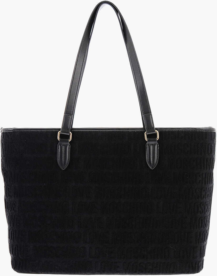 Genti de umar Moschino Love Faux Leather And Sponge Tote Bag With Embossed Logo Black Femei (BM 9492443) 2