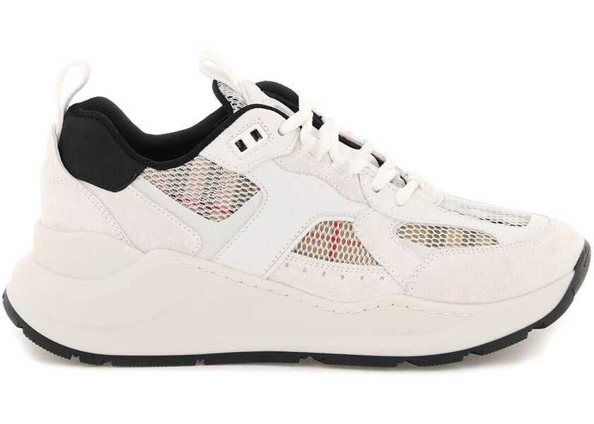 Pantofi sport Dama Burberry Smooth Leather And Suede Sneakers With Tartan Mesh Inserts