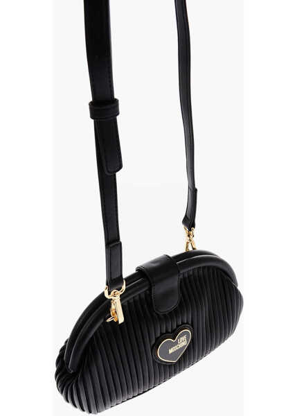 Genti de mana Moschino Love Pleated Faux Leather Mini Bag Black Femei (BM 9493517) 3