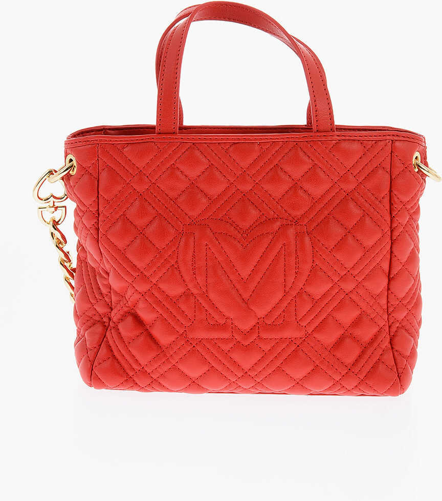 Genti de mana Moschino Love Faux Leather Quilted Mini Bag With Matching Pochette Red Femei (BM 9493694) 2