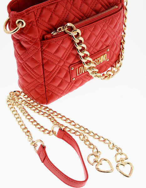 Genti de mana Moschino Love Faux Leather Quilted Mini Bag With Matching Pochette Red Femei (BM 9493694) 3