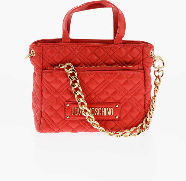 Genti de mana Moschino Love Faux Leather Quilted Mini Bag With Matching Pochette Red Femei (BM 9493694) 1