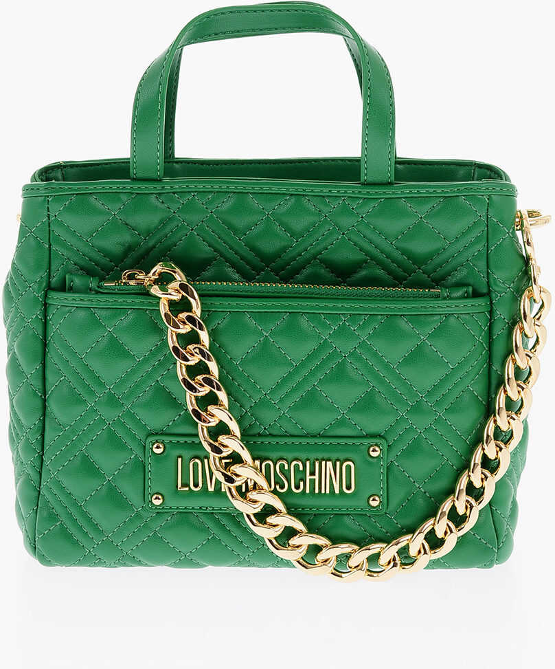 Moschino Love Faux Leather Quilted Mini Bag With Matching Pochette Green