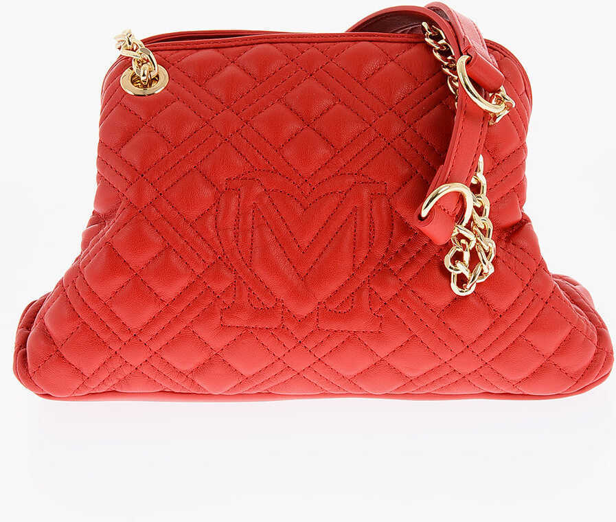 Genti de umar Moschino Love Quilted Faux Leather Shoulder Bag Red Femei (BM 9493916) 2