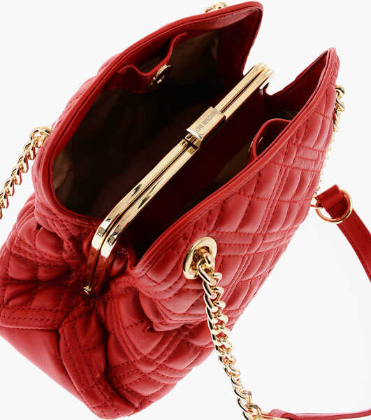 Genti de umar Moschino Love Quilted Faux Leather Shoulder Bag Red Femei (BM 9493916) 4