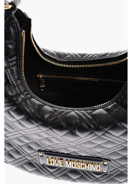Genti de umar Moschino Love Quilted Faux Leather Hobo Bag Black Femei (BM 9493919) 4