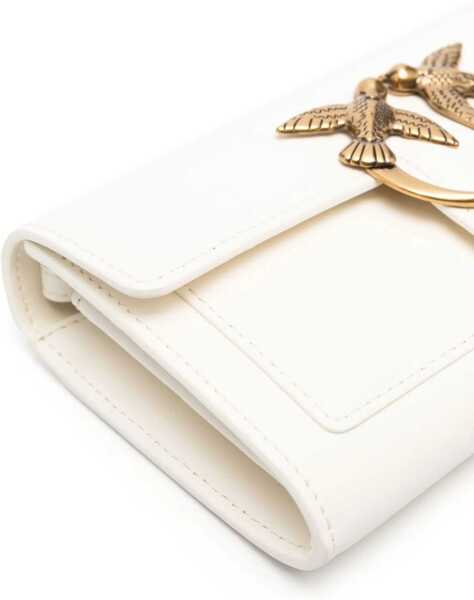 Portofele Pinko Love One Wallet BIANCO SETA-ANTIQUE GOLD Femei (BM 9496058) 4
