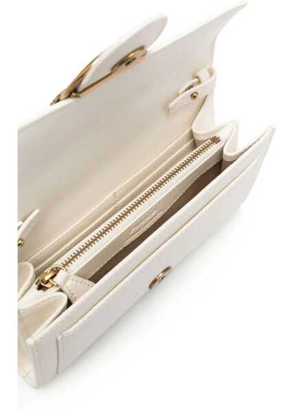 Portofele Pinko Love One Wallet BIANCO SETA-ANTIQUE GOLD Femei (BM 9496058) 5