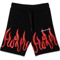 Pantaloni scurti Black Shorts Kids With Red Spray Flames Fete