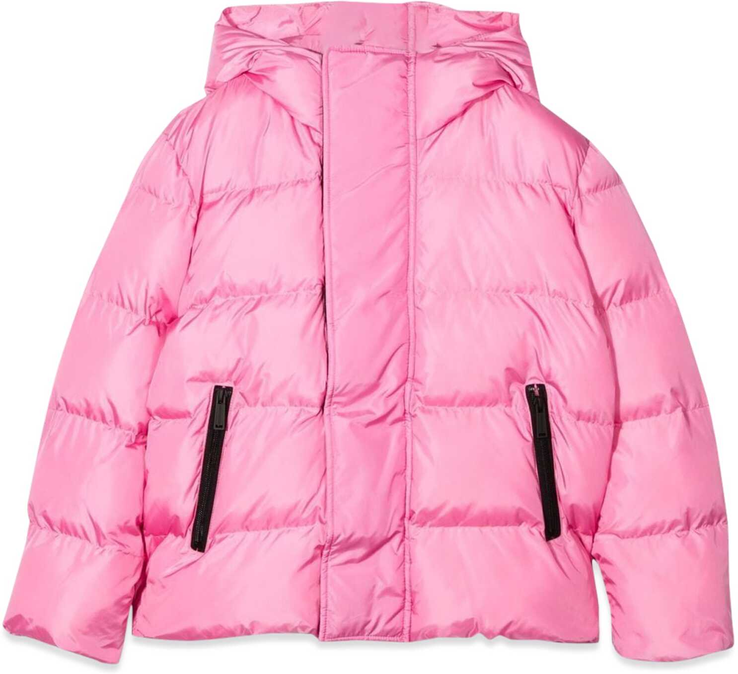 Poze DSQUARED2 Hooded Down Jacket With Logoed Lettering PINK