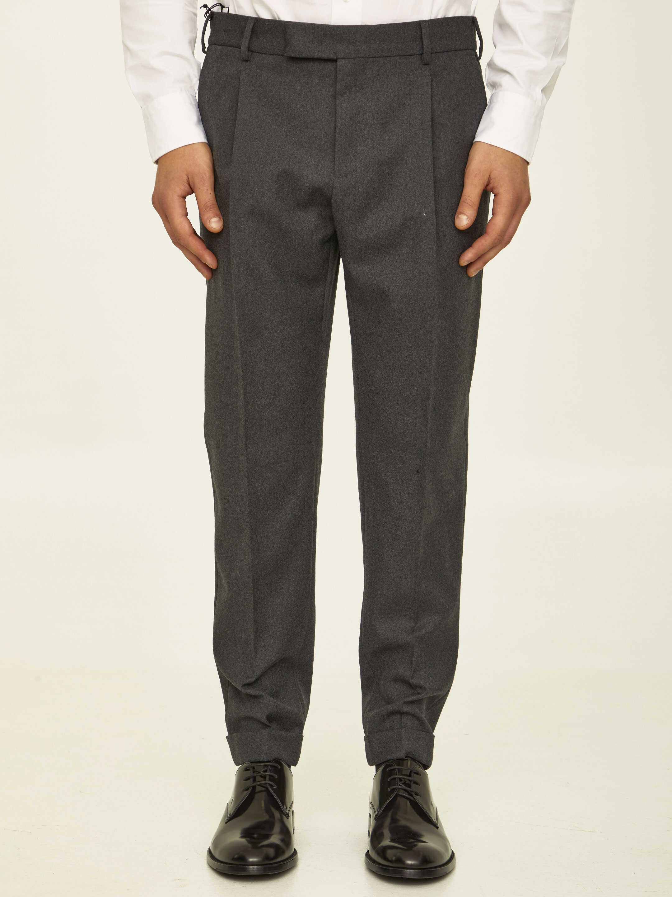 PT TORINO Anthracite Wool Trousers Grey