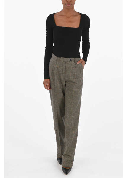 Pantaloni office MASSIMO ALBA Houndstooth Suro High-Rise Waist Double Pleat Trousers Multicolor Femei (BM 9506228) 4