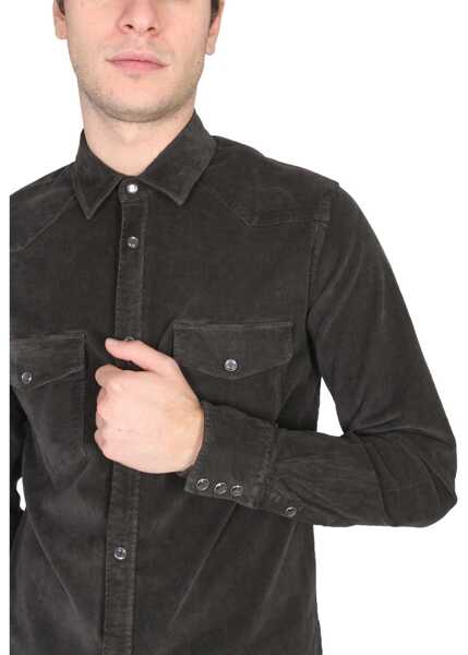 Camasi casual PT TORINO Texan Shirt BROWN Barbati (BM 9506447) 4