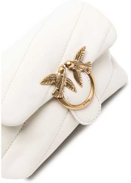 Genti de umar Pinko Love Baby Shoulder Bag BIANCO SETA-ANTIQUE GOLD Femei (BM 9506561) 4