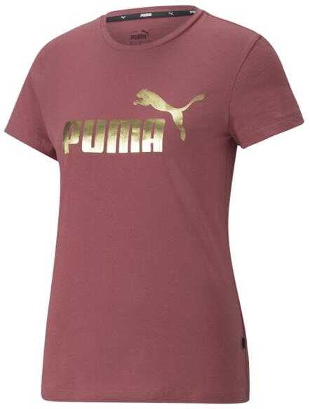 PUMA Ess+ Metallic Logo Tee Pink