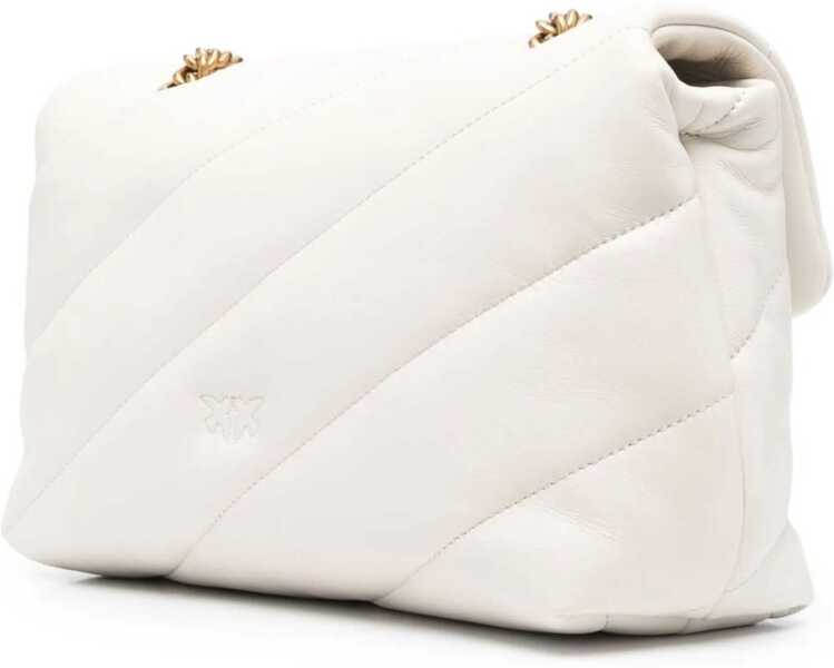 Genti de umar Pinko Love Classic leather Shoulder Bag BIANCO SETA-ANTIQUE GOLD Femei (BM 9510008) 3