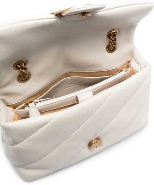 Genti de umar Pinko Love Classic leather Shoulder Bag BIANCO SETA-ANTIQUE GOLD Femei (BM 9510008) 5