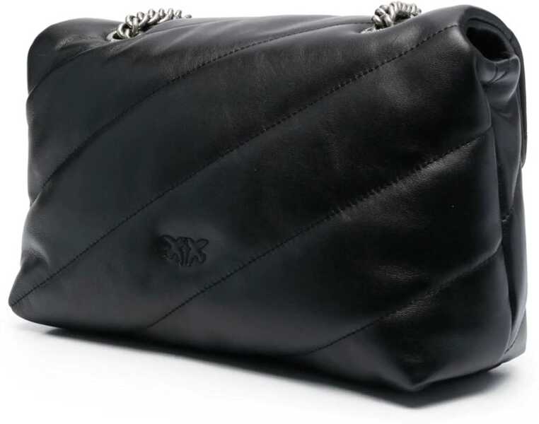 Genti de umar Pinko Love Classic leather Shoulder Bag NERO-OLD SILVER Femei (BM 9510011) 4