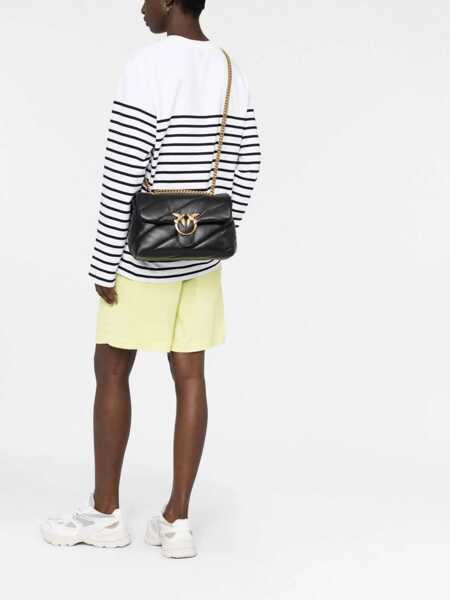 Genti de umar Pinko Love Classic leather Shoulder Bag NERO-ANTIQUE GOLD Femei (BM 9510014) 2