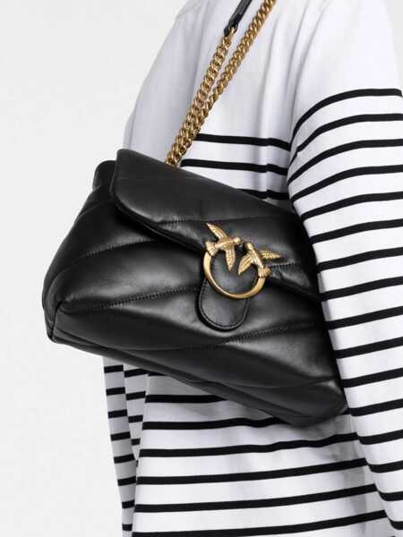 Genti de umar Pinko Love Classic leather Shoulder Bag NERO-ANTIQUE GOLD Femei (BM 9510014) 3