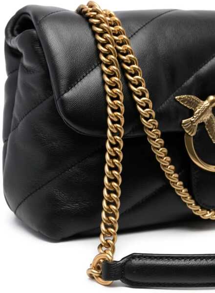 Genti de umar Pinko Love Classic leather Shoulder Bag NERO-ANTIQUE GOLD Femei (BM 9510014) 5