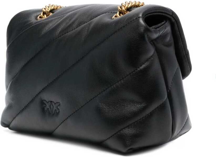 Genti de umar Pinko Love Mini Puff Shoulder Bag NERO-ANTIQUE GOLD Femei (BM 9510017) 4