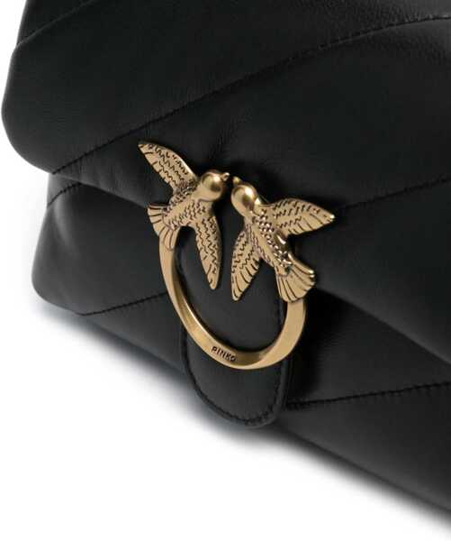 Genti de umar Pinko Love Mini Puff Shoulder Bag NERO-ANTIQUE GOLD Femei (BM 9510017) 5