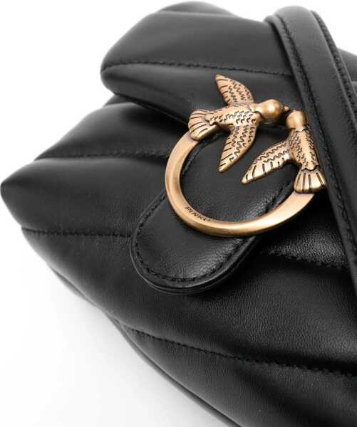 Genti de umar Pinko Love Baby Shoulder Bag NERO-ANTIQUE GOLD Femei (BM 9510167) 4