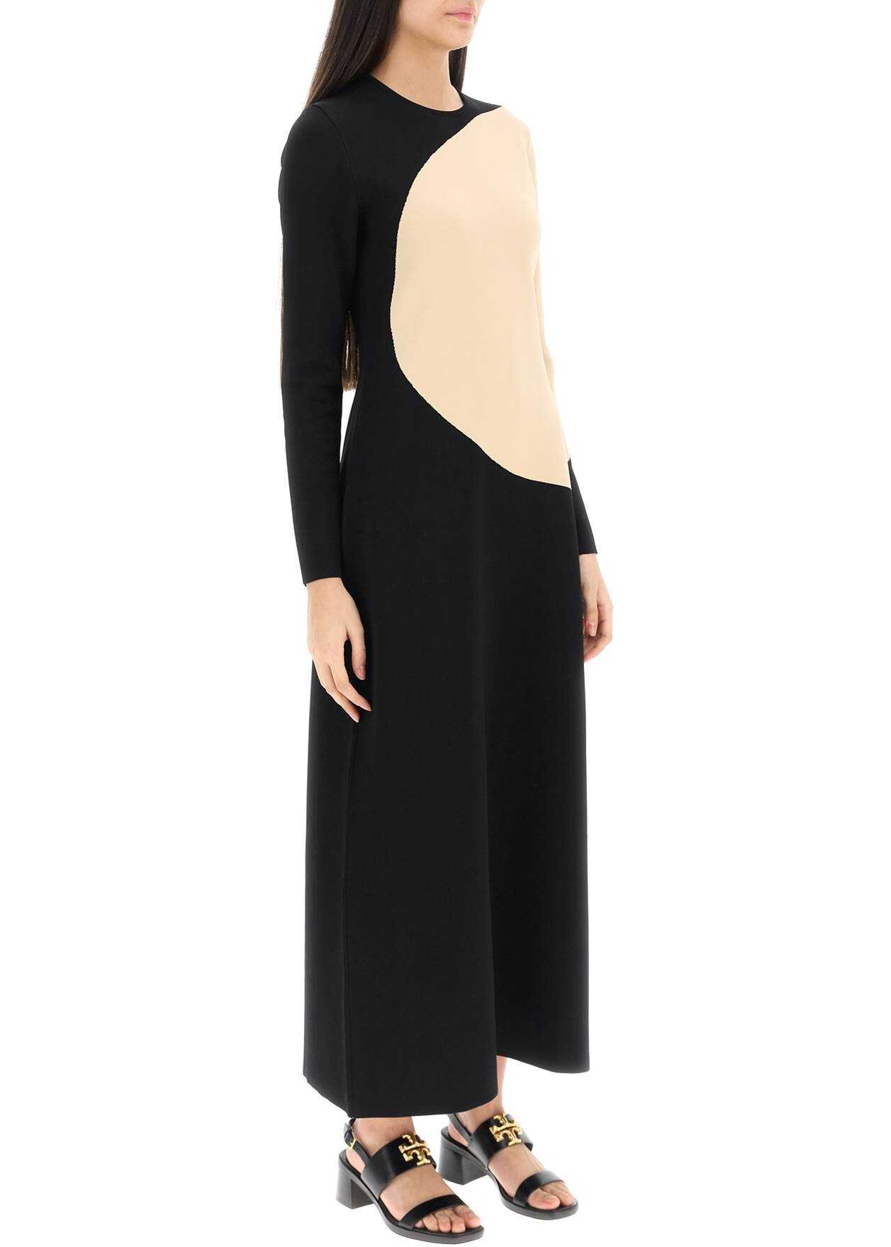 Tory Burch Color-Block Knit Dress BLACK SAND BLUFF