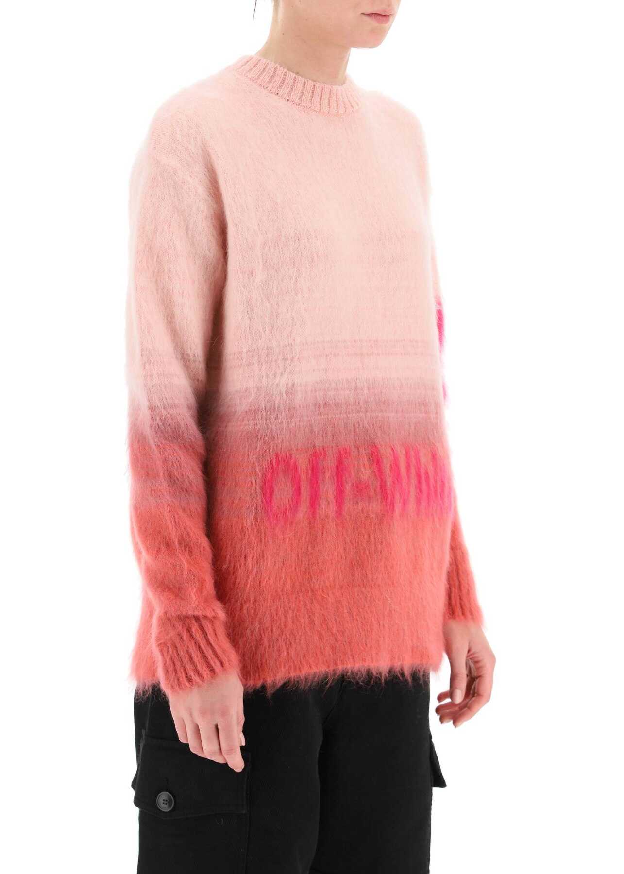 Off-White Helvetica Logo Mohair Sweater CORAL RED