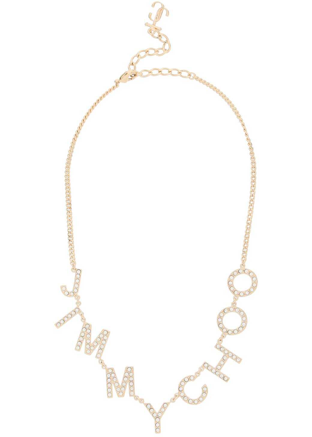 Jimmy Choo Lettering Necklace GOLD CRYSTAL image