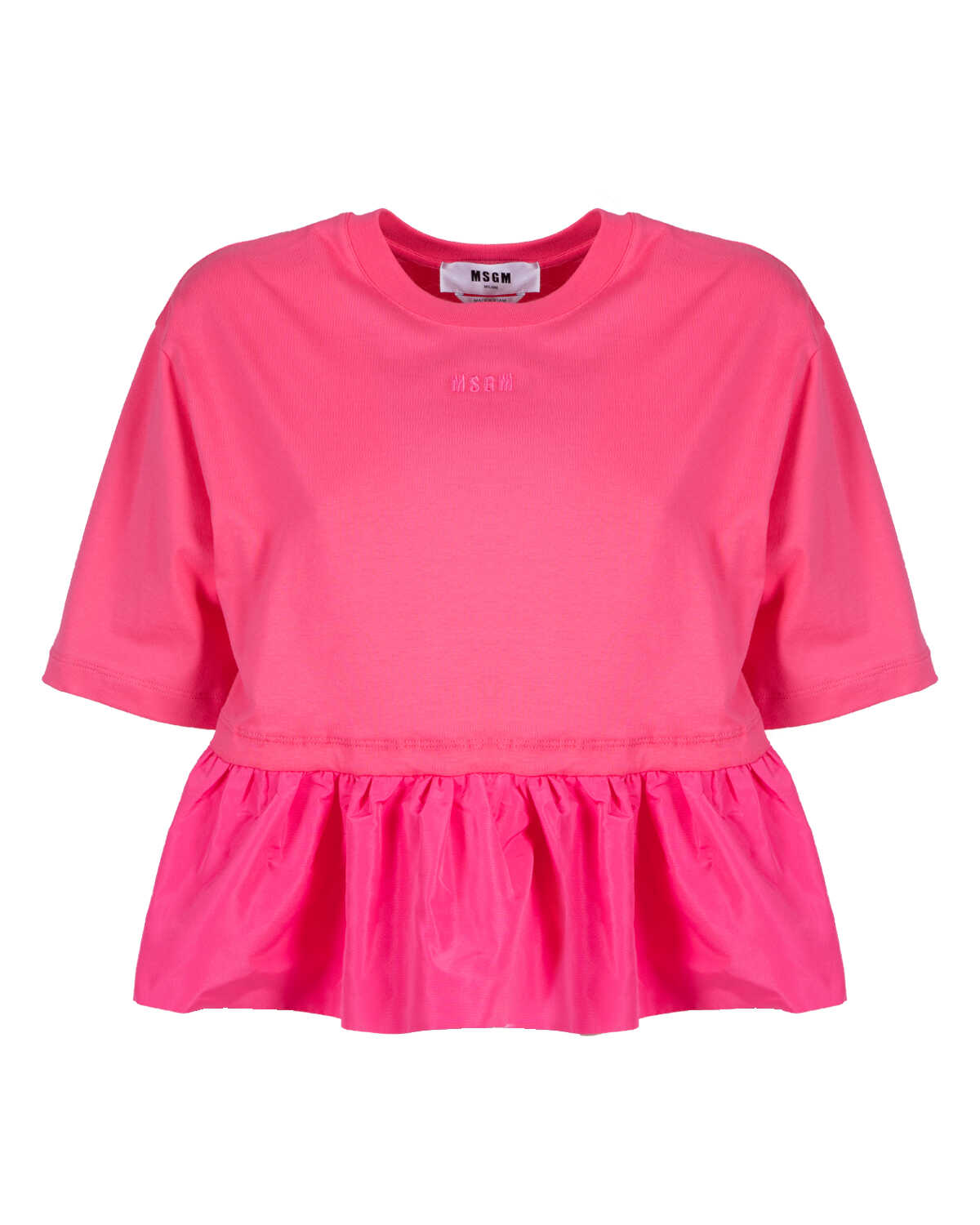 MSGM Taffeta Rouche Top FUCHSIA